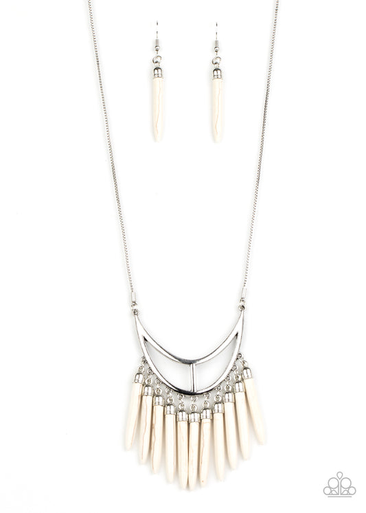 Paparazzi Accessories-Stone Age A-Lister White Necklace Set