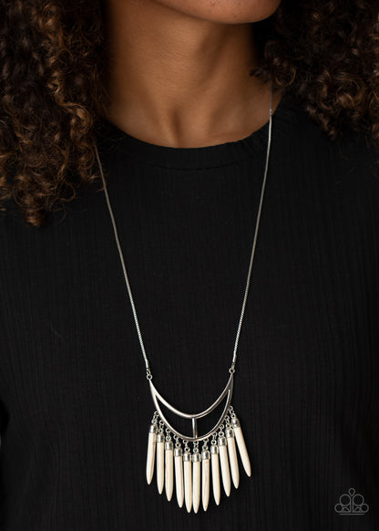 Paparazzi Accessories-Stone Age A-Lister White Necklace Set