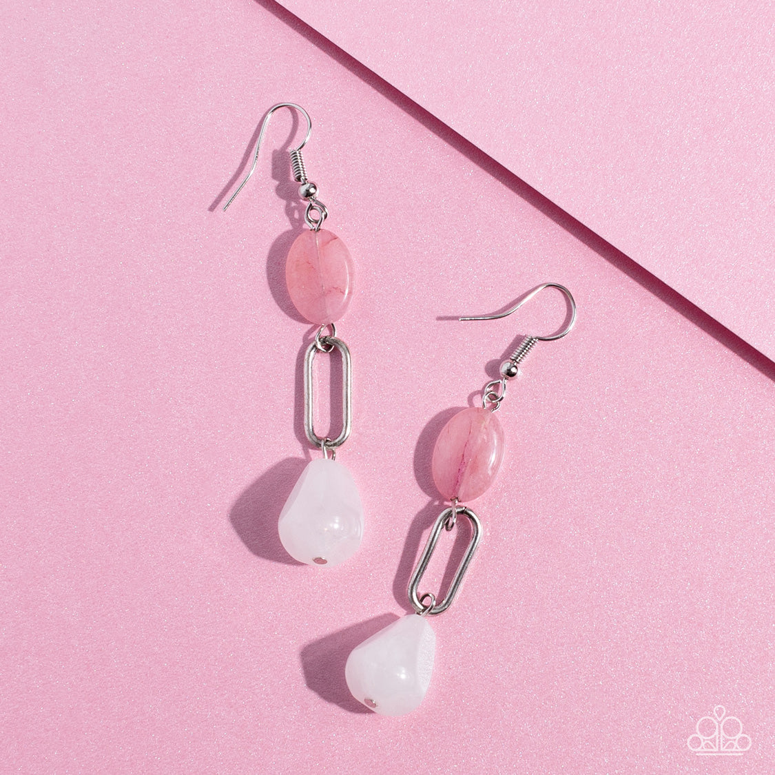 Paparazzi Accessories-Stone Apothecary Pink Oval Stone Earrings