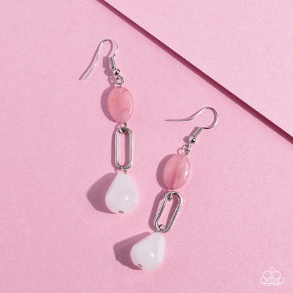 Paparazzi Accessories-Stone Apothecary Pink Oval Stone Earrings