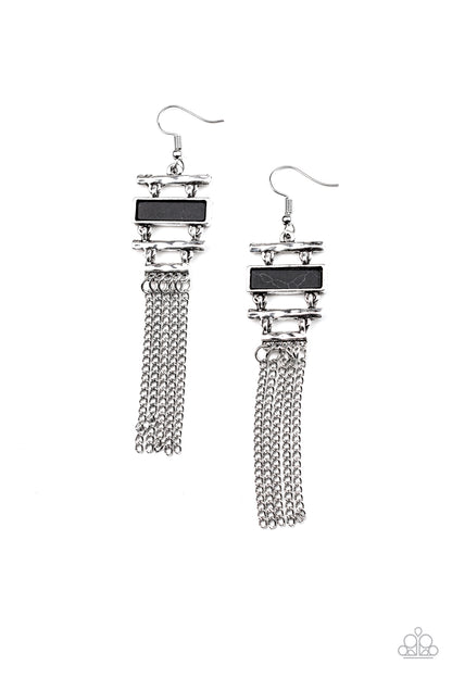 Paparazzi Accessories-Stone Dwellings Black Earrings