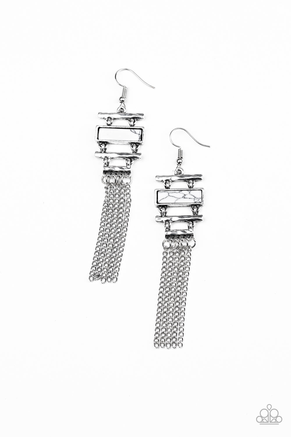 Paparazzi Accessories-Stone Dwellings White Earrings