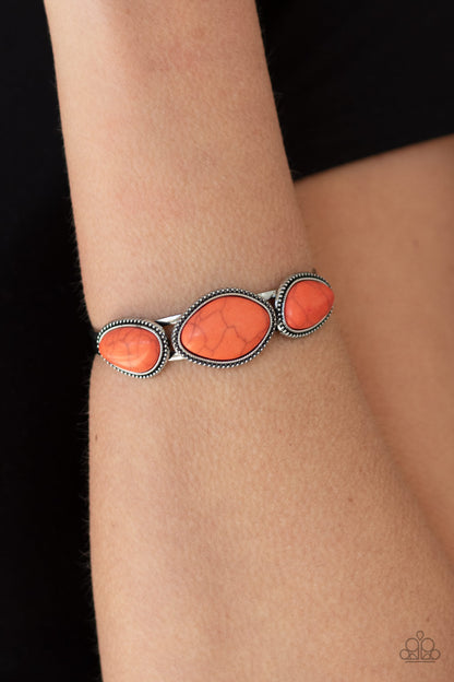 Paparazzi Accessories-Stone Solace Orange Cuff Bracelet