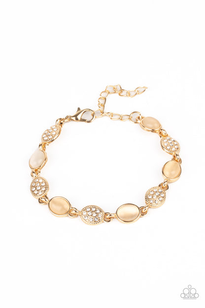 Paparazzi Accessories-Stop and Glow Gold Cat's Eye Bracelet