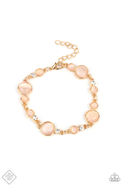 Paparazzi Accessories-Storybook Beam Gold Champagne Cat's Eye Bracelet