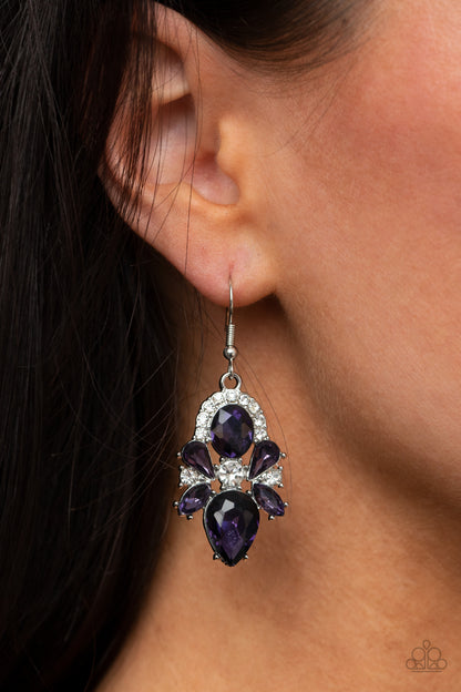 Paparazzi Accessories-Stunning Starlet Purple Sparkly Earrings