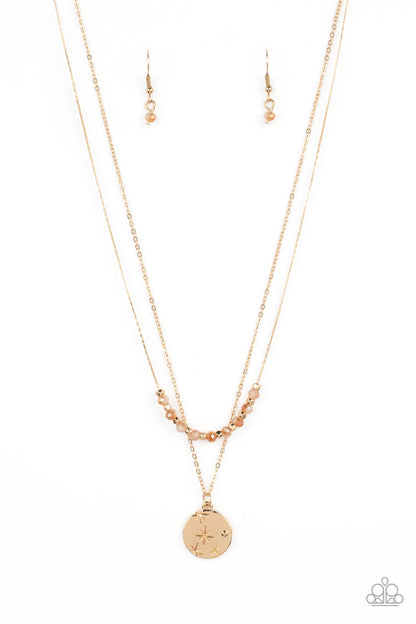 Paparazzi Accessories-Stunning Supernova Gold Inspirational Necklace Set