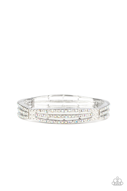 Paparazzi Accessories-Suburban Scene Multi Iridescent Rhinestone Bracelet