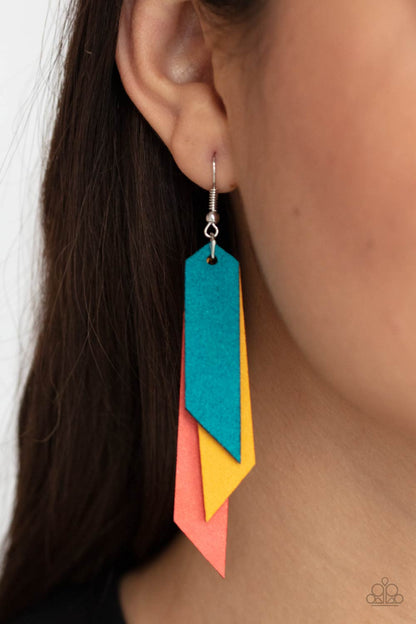 Paparazzi Accessories-Suede Shade Multi Leather Earrings