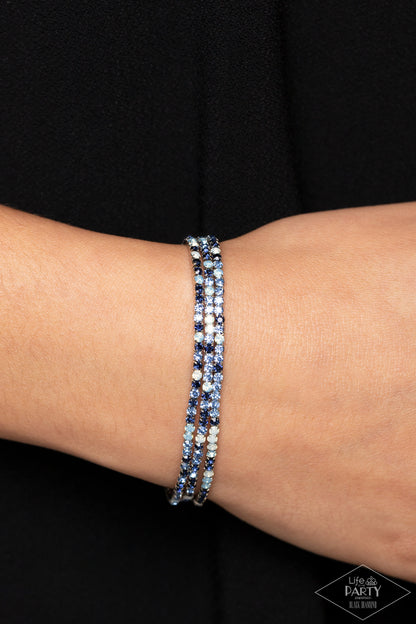 Paparazzi Accessories-Sugar and ICE Blue Dainty White Rhinestone Bracelet