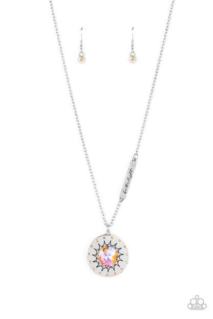 Paparazzi Accessories-Sundial Dance Orange Gem "Be the Light" Necklace Set