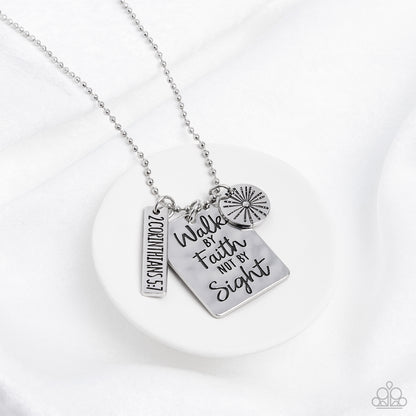 Paparazzi Accessories-Sunshine Sight Silver Walk By Faith Necklace Set