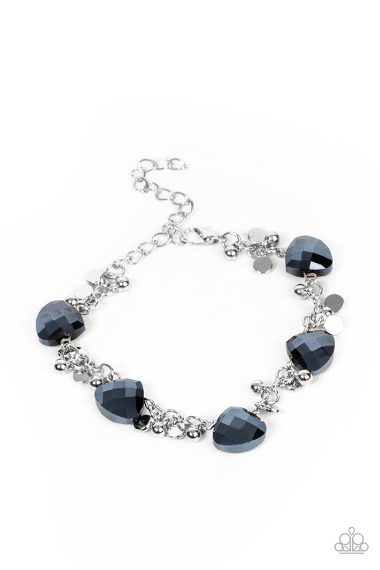 Paparazzi Accessories-Super Nova Nouveau Blue Metallic Silver Bead Bracelet