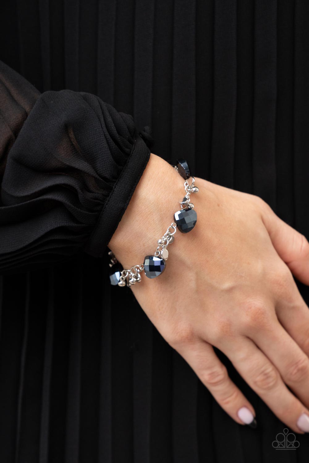 Paparazzi Accessories-Super Nova Nouveau Blue Metallic Silver Bead Bracelet