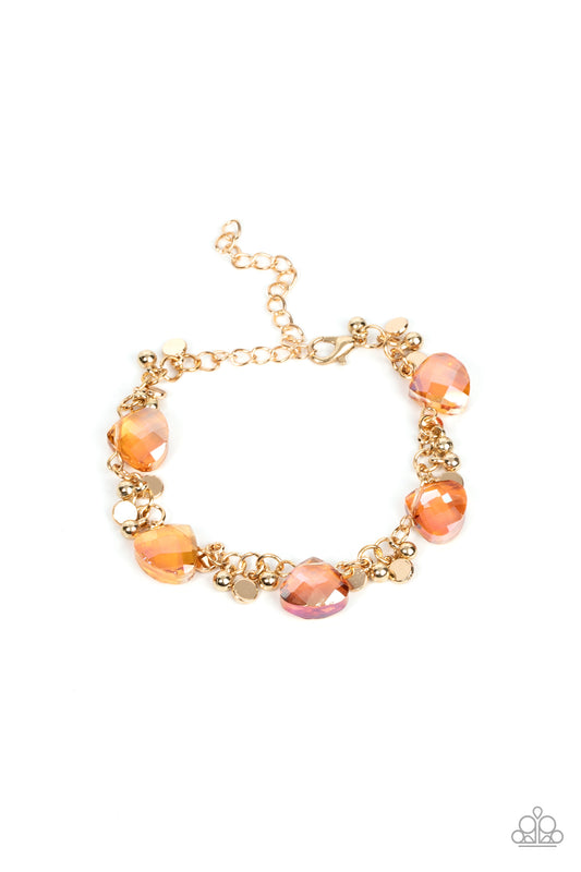 Paparazzi Accessories-Super Nova Nouveau Gold Iridescent Bead Bracelet