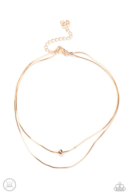 Paparazzi Accessories-Super Slim Gold Snake-Like Necklace Set