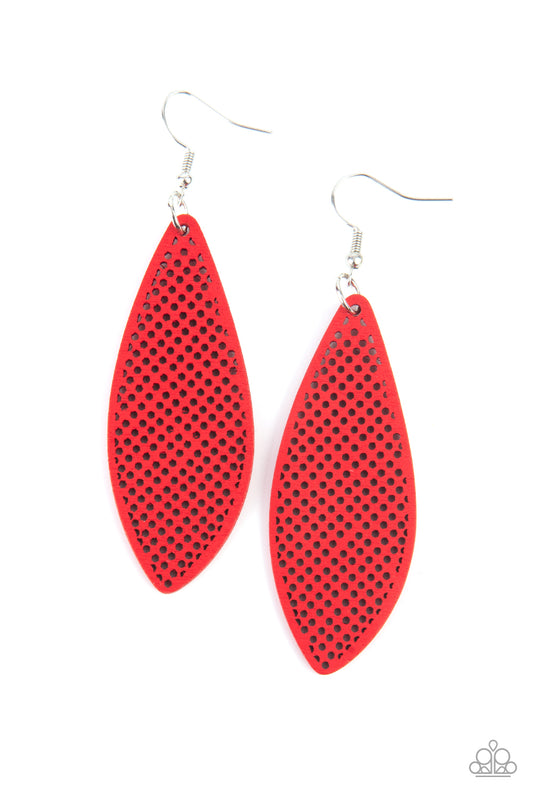 Paparazzi Accessories-Surf Scene Red Surfboard Shape Earrings