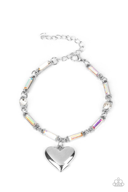 Paparazzi Accessories-Sweetheart Secrets Multi Iridescent Heart Charm Bracelet