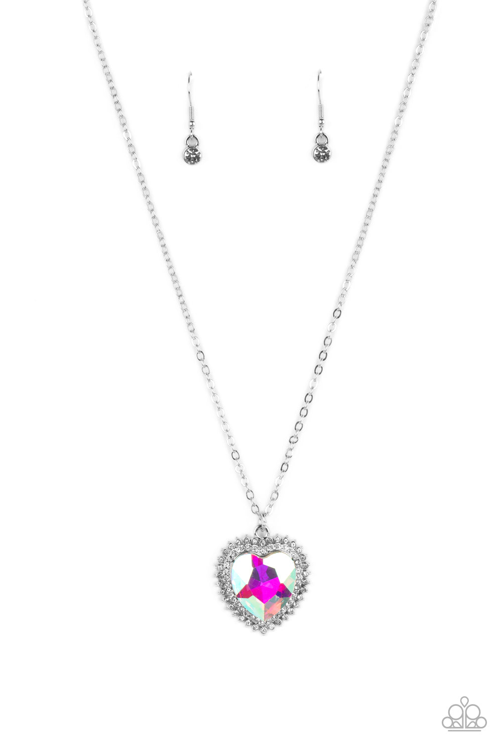 Paparazzi Accessories-Sweethearts Stroll Iridescent Heart Necklace Set