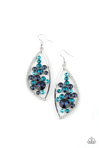 Paparazzi Accessories-Sweetly Effervescent Blue/White Rhinestone Coalesce Earrings