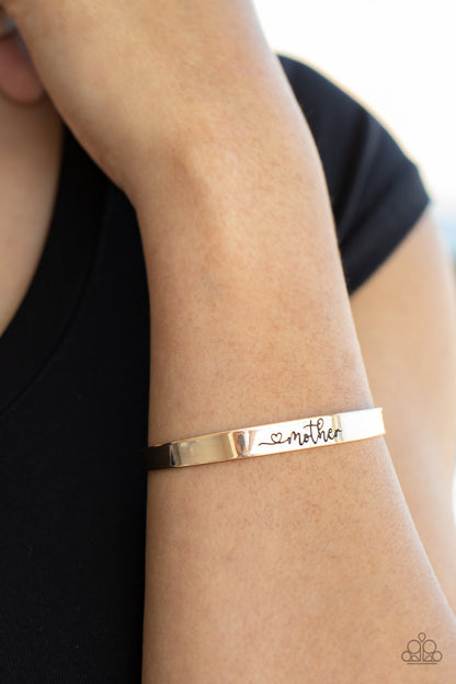 Paparazzi Accessories-Sweetly Named Gold Cuff "Mother" Bracelet