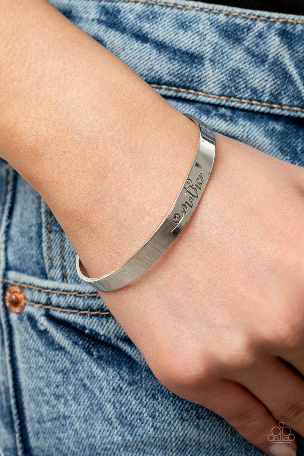 Paparazzi Accessories-Sweetly Named Silver Cuff Engraved "Mother" Bracelet