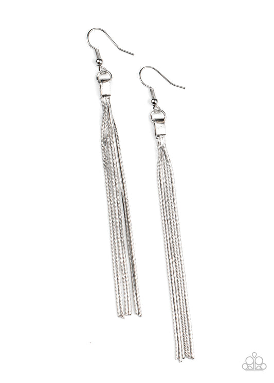 Paparazzi Accessories-Swing Into Action Silver Earrings