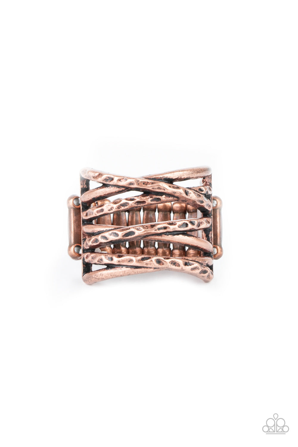 Paparazzi Accessories-Switching Gears Copper Crisscross Ring