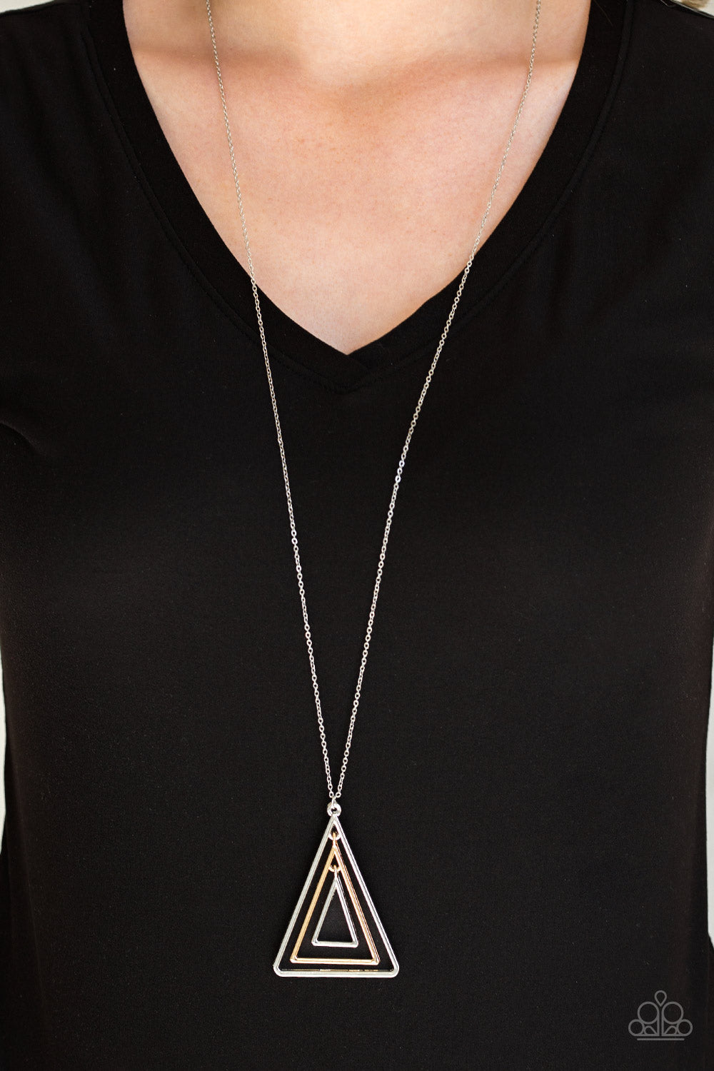 Paparazzi Accessories-TRI Harder Silver Necklace Set