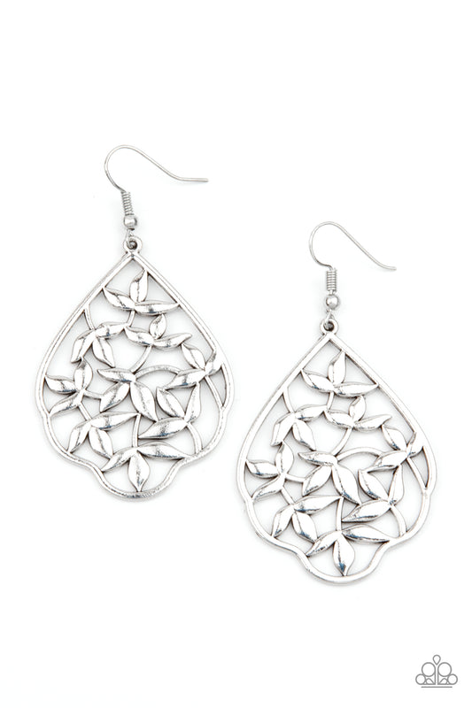 Paparazzi Accessories-Taj Mahal Gardens Leafy Silver Earrings