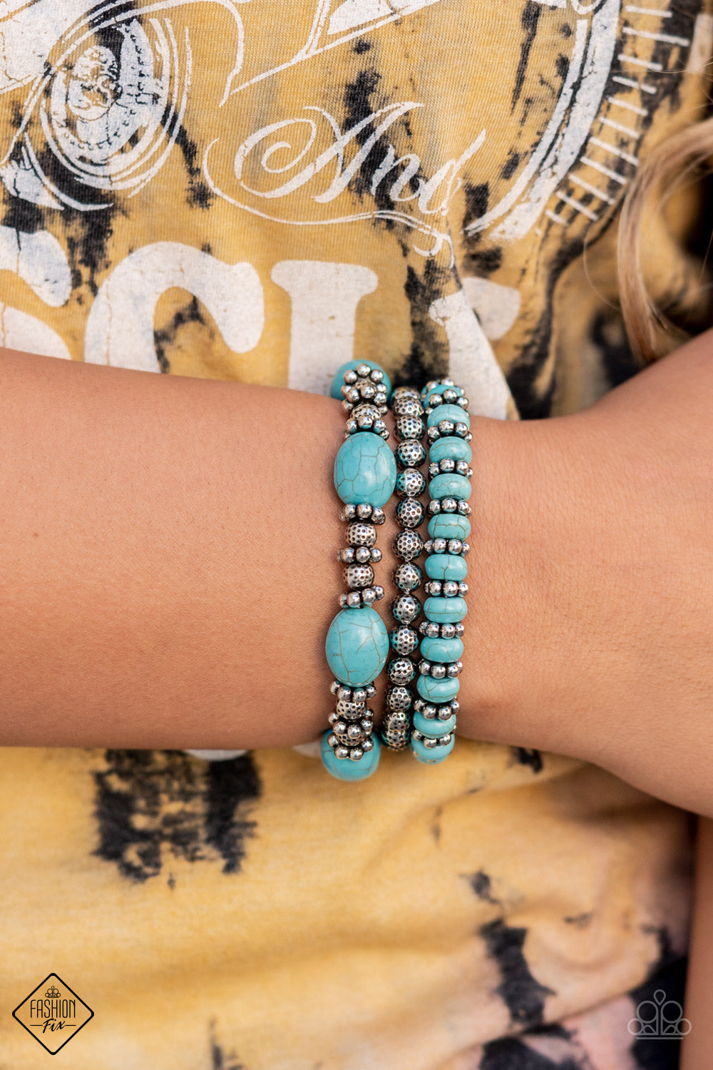 Paparazzi Accessories-Take By SANDSTORM Blue Turquoise Fashion Fix Bracelet