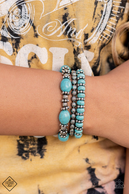 Paparazzi Accessories-Take By SANDSTORM Blue Turquoise Fashion Fix Bracelet