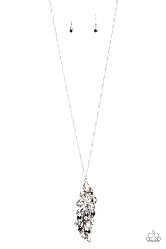 Paparazzi Accessories-Take A Final BOUGH Silver Sparkly Leaf Necklace Set