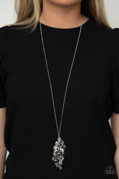 Paparazzi Accessories-Take A Final BOUGH Silver Sparkly Leaf Necklace Set