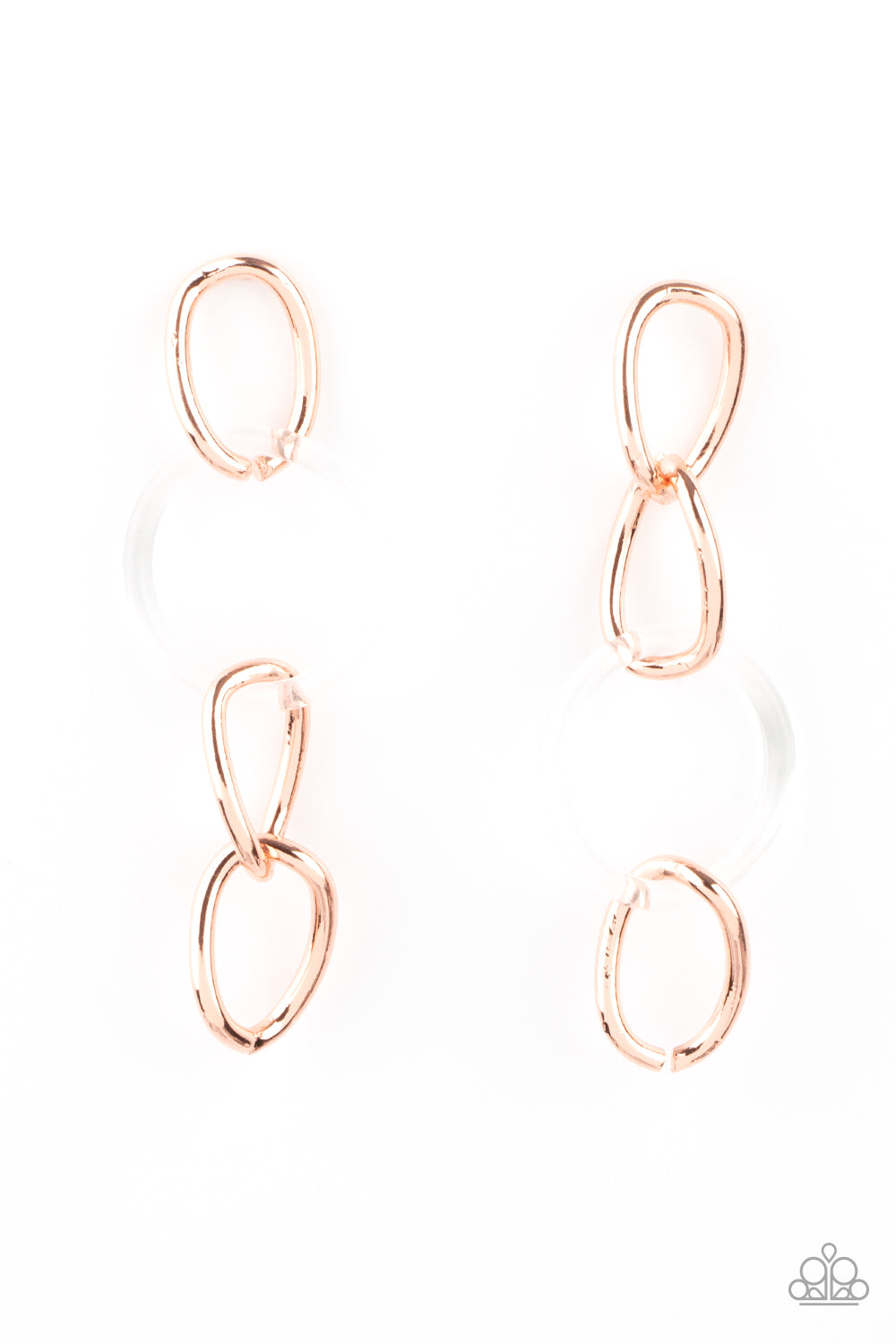 Paparazzi Accessories-Talk In Circles Copper Oversize Link Acrylic Earrings