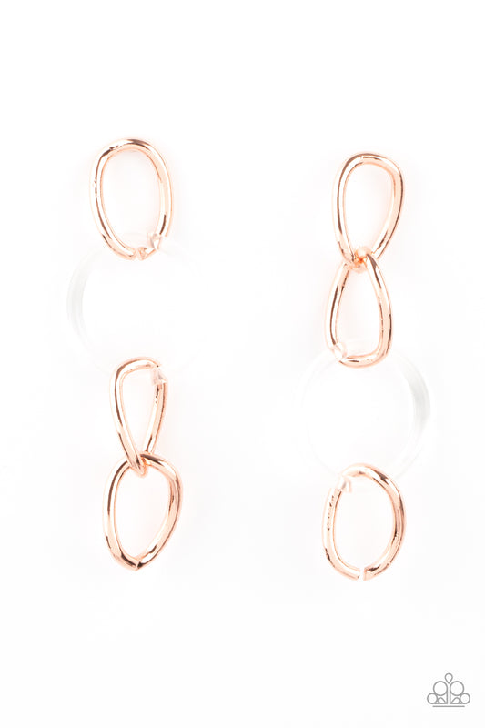 Paparazzi Accessories-Talk In Circles Copper Oversize Link Acrylic Earrings