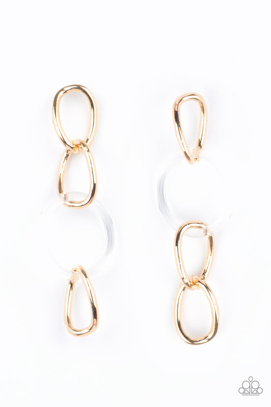 Paparazzi Accessories-Talk In Circles Gold Oversized Link Earrings