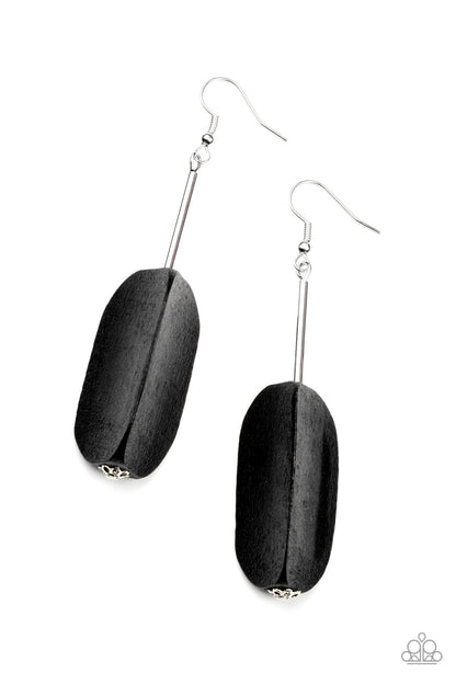 Paparazzi Accessories-Tamarack Trail Black Wood Artisan Earrings