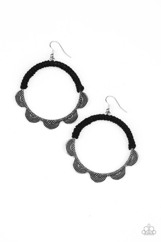 Paparazzi Accessories-Tambourine trend Black Earrings