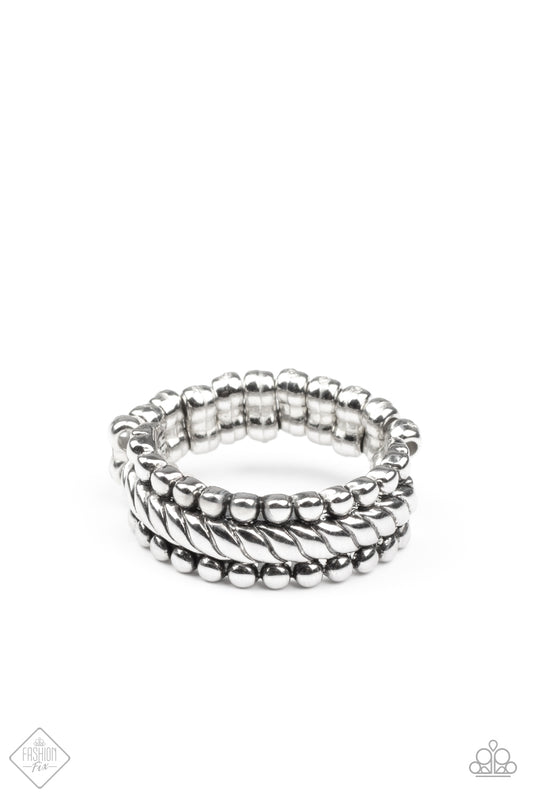 Paparazzi Accessories-Tangible Texture Silver Twisted Layered Ring