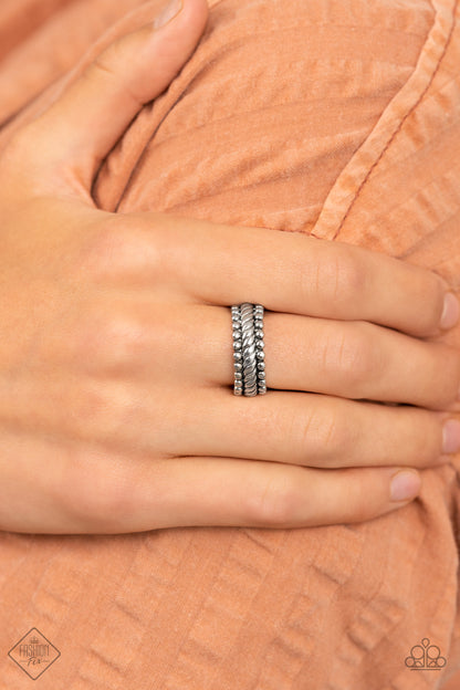 Paparazzi Accessories-Tangible Texture Silver Twisted Layered Ring