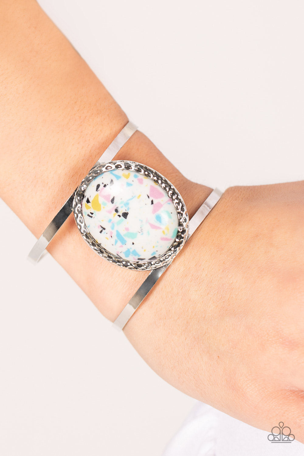 Paparazzi Accessories-Tantalizingly Terrazzo Multi Color Stone Cuff Bracelet