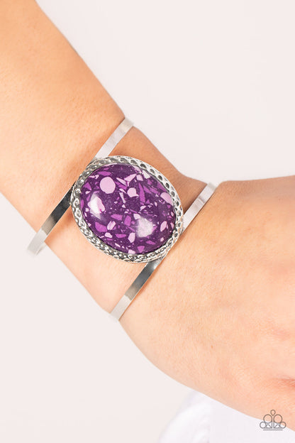 Paparazzi Accessories-Tantalizingly Terrazzo Purple Oversize Stone Bracelet