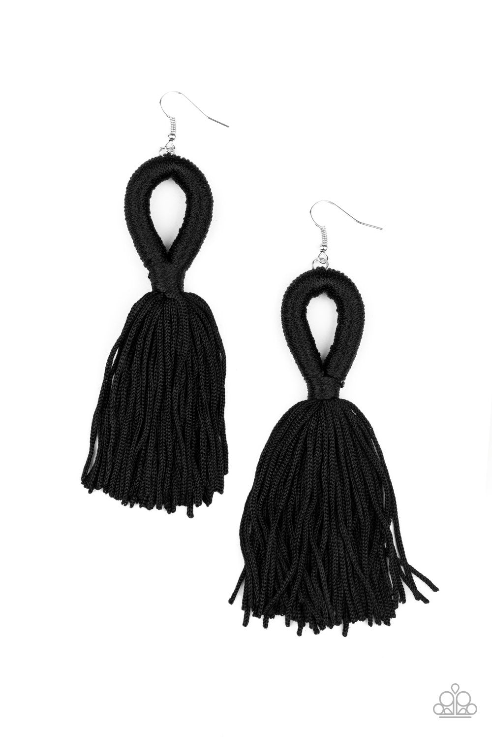 Paparazzi Accessories-Tassels and Tiaras Black Earrings