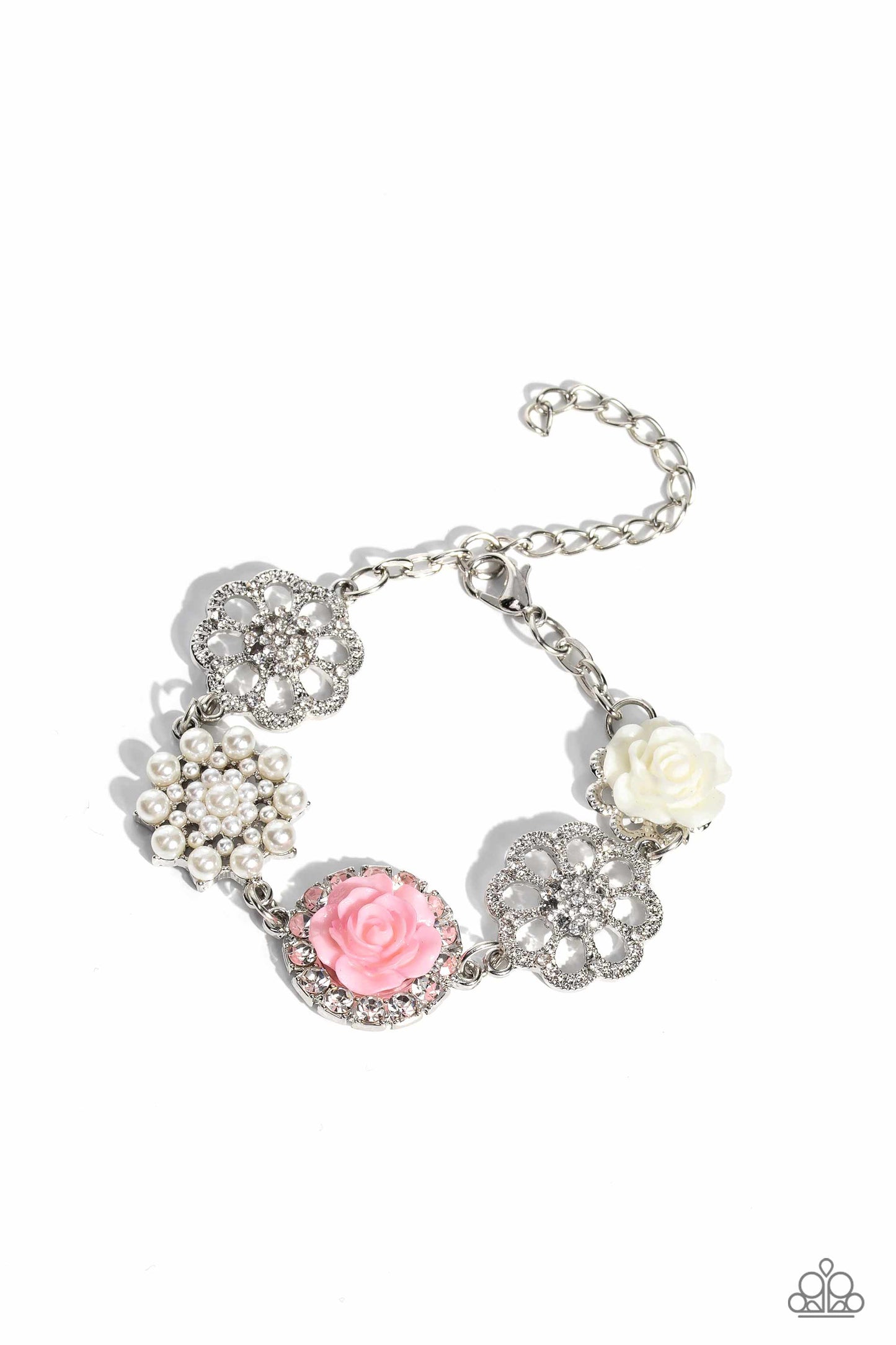 Paparazzi Accessories-Tea Party Theme Pink Floral Charm LOTP Bracelet