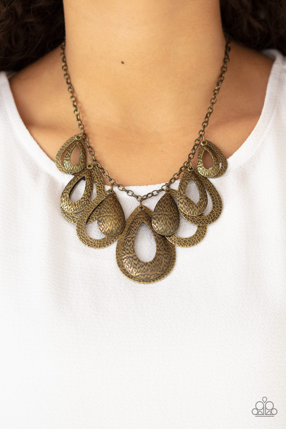 Paparazzi Accessories-Teardrop Tempest Brass Necklace Set