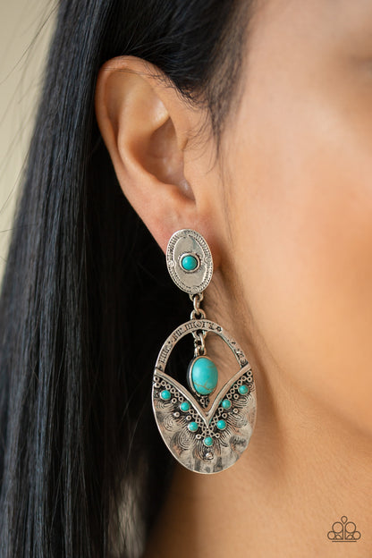 Paparazzi Accessories-Terra Tribute Blue Earrings