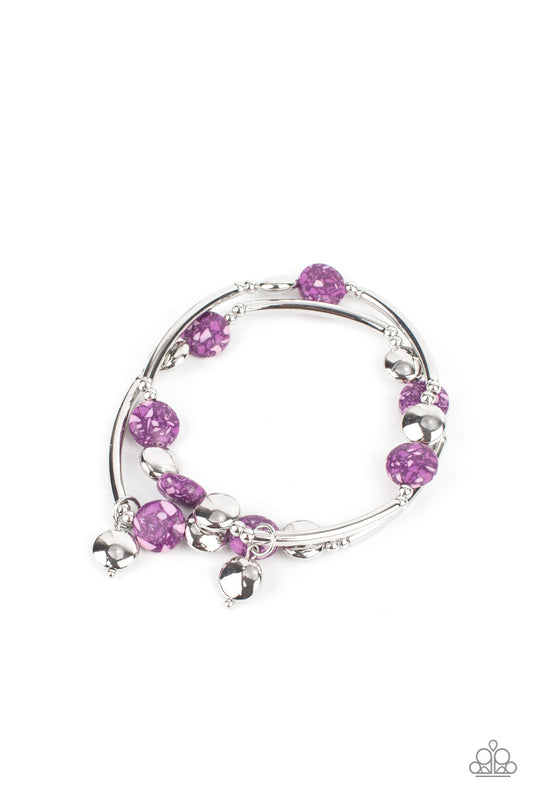 Paparazzi Accessories-Terrazzo Territory Purple Stone Bead Bracelet