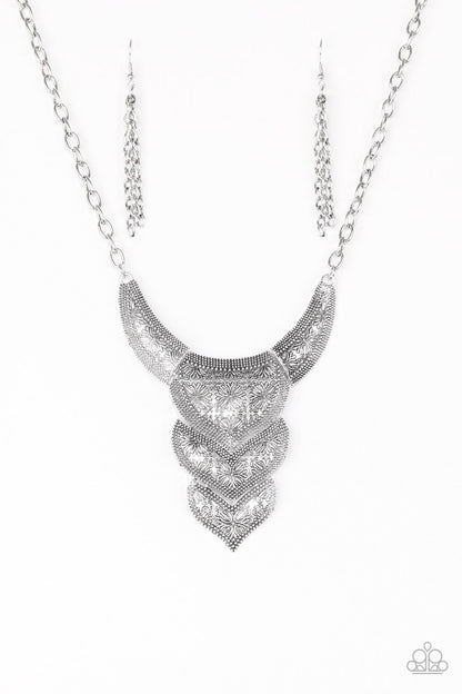 Paparazzi Accessories-Texas Temptress Silver Necklace Set