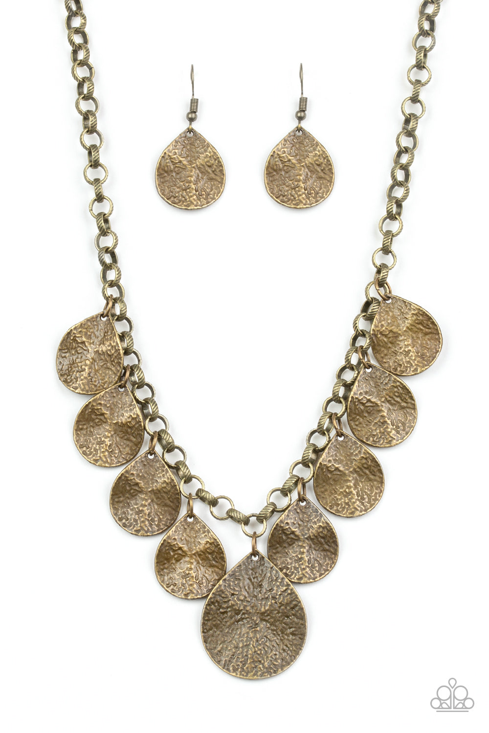 Paparazzi Accessories-Texture Storm Brass Necklace Set